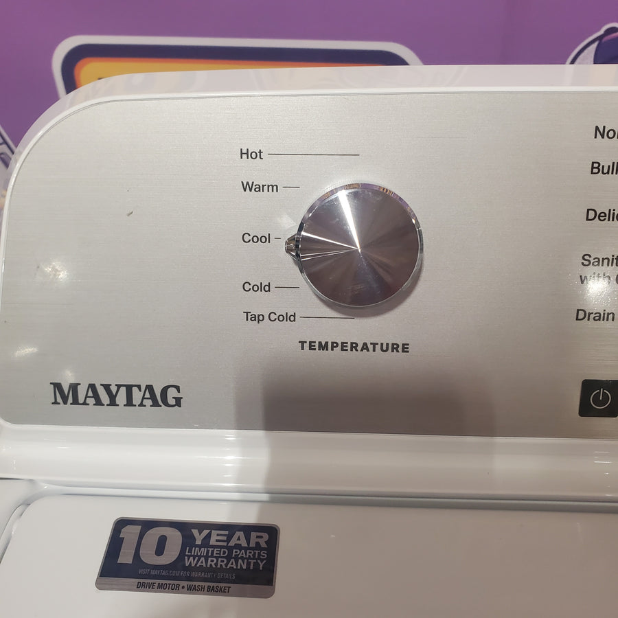 Maytag 4.2 Cu. Ft. Capacity Top Load Washer in White MTW4205SW - Scratch & Dent (Minor) and MayTag 7.0 cu. ft. Top Load Electric Wrinkle Prevent Dryer MED4500MW - Scratch & Dent (Minor)