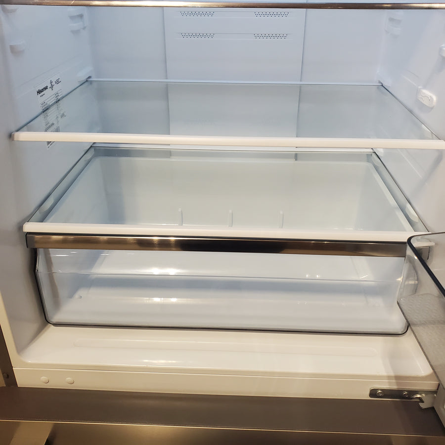Hisense Counter Depth Bottom Freezer 17.2 Cu. Ft. Refrigerator with LED Lighting and Super Cool and Super Freeze in Fingerprint Stainless Steel HRB171N6ASE - Scratch and Dent (Major)