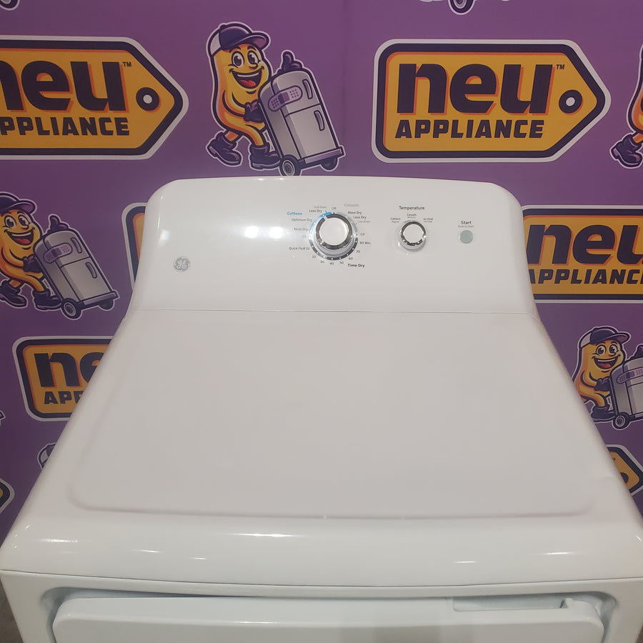 GE® 3.8 cu. ft. Capacity Washer with Stainless Steel Basket in White GTW330ASKWW - Certified Refurbished and GE White Electric 6.2 Cu. Ft. Capacity Dryer with Shallow Depth and Up to 120 Ft. Venting Capability GTX33EASKWW - Certified Refurbished