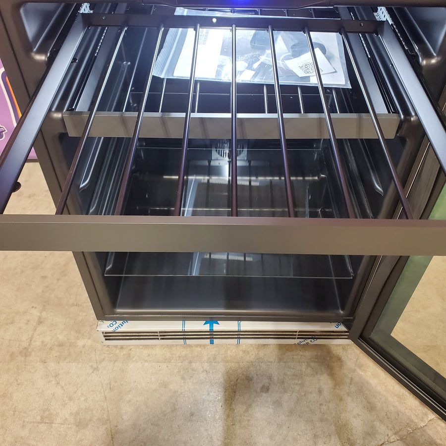 U-Line 24 Inch Beverage Center with 5.5 Cu. Ft. Capacity, Adjustable Glass Shelves, Wine Racks, LOW-E Argon Thermopane Glass Door, and Convection Cooling UHBV124SG01A - Scratch & Dent (Minor)