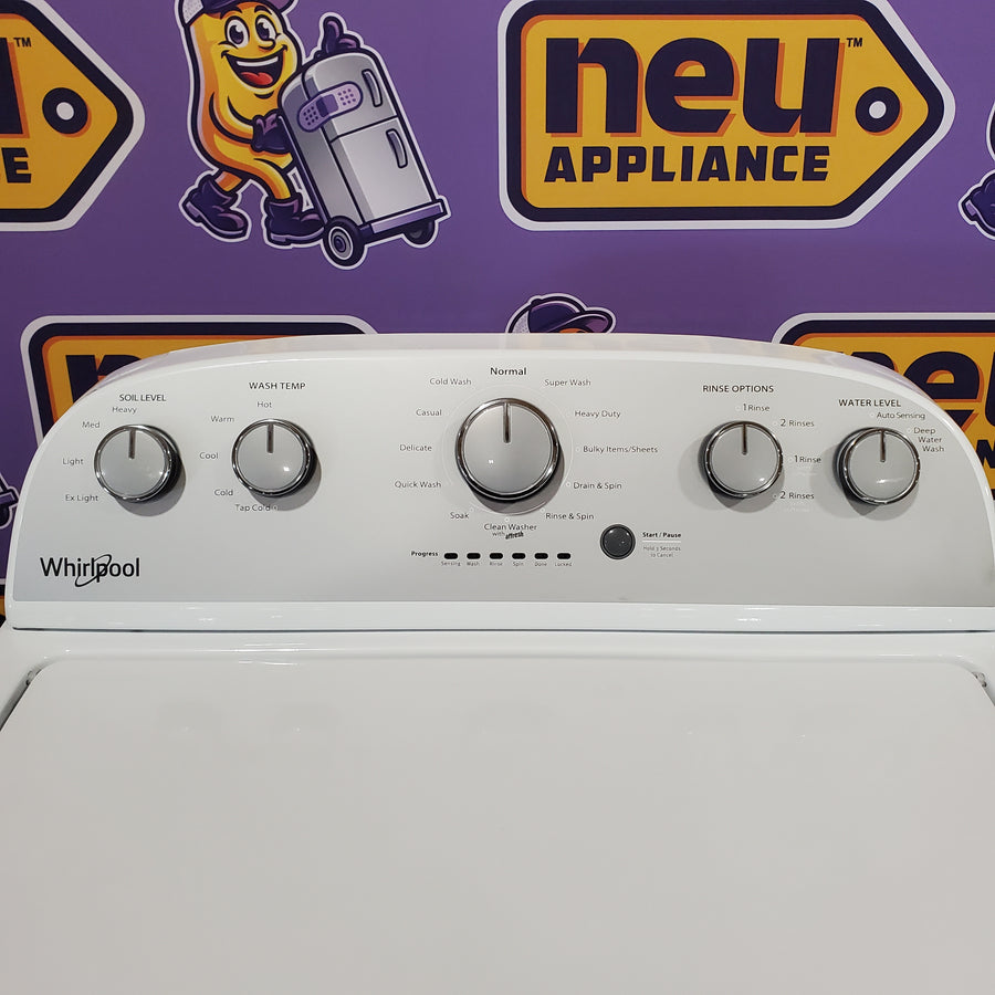 Whirlpool Top Load 3.5 Cu. Ft. Washer with Deep Water Wash Option WTW4816FW - Open Box and Whirlpool Vented 7.0 Cu. Ft. Electric Dryer 16261 - WED4815EW - Scratch & Dent (Moderate)
