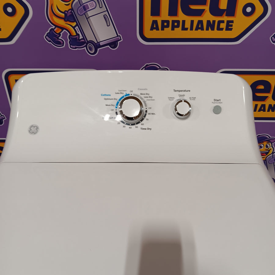 GE White Top Load 4.0 Cu. Ft. Capacity Washer with Stainless Steel Wash Basket GTW325ASWWW - New in Box and GE White Electric 6.2 Cu. Ft. Capacity Dryer with Shallow Depth and Up to 120 Ft. Venting Capability 16274 - GTX33EASKWW - Scratch & Dent (Minor)