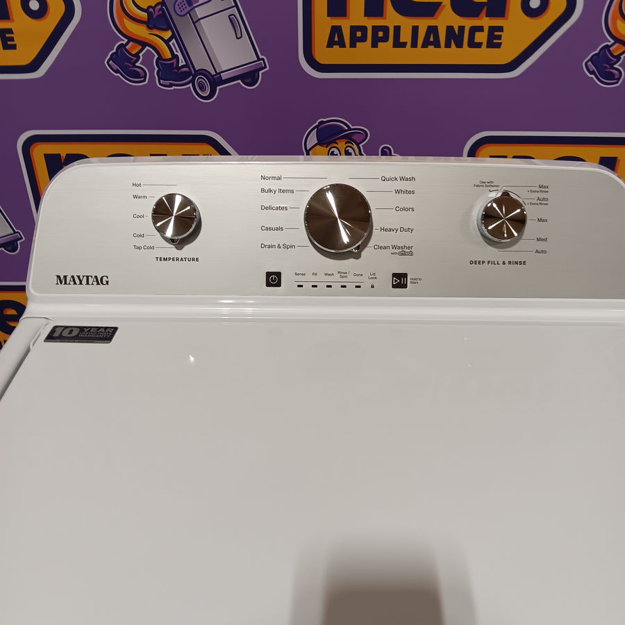 Maytag 4.5 cu. ft. Capacity Top Load Washer with Power™ Agitator and Deep Fill MVW4505MW - Scratch & Dent (Minor) and Maytag 7.0 cu. ft. Capacity Top Load Electric Wrinkle Prevent Dryer 16284 - MED4500MW - Open Box