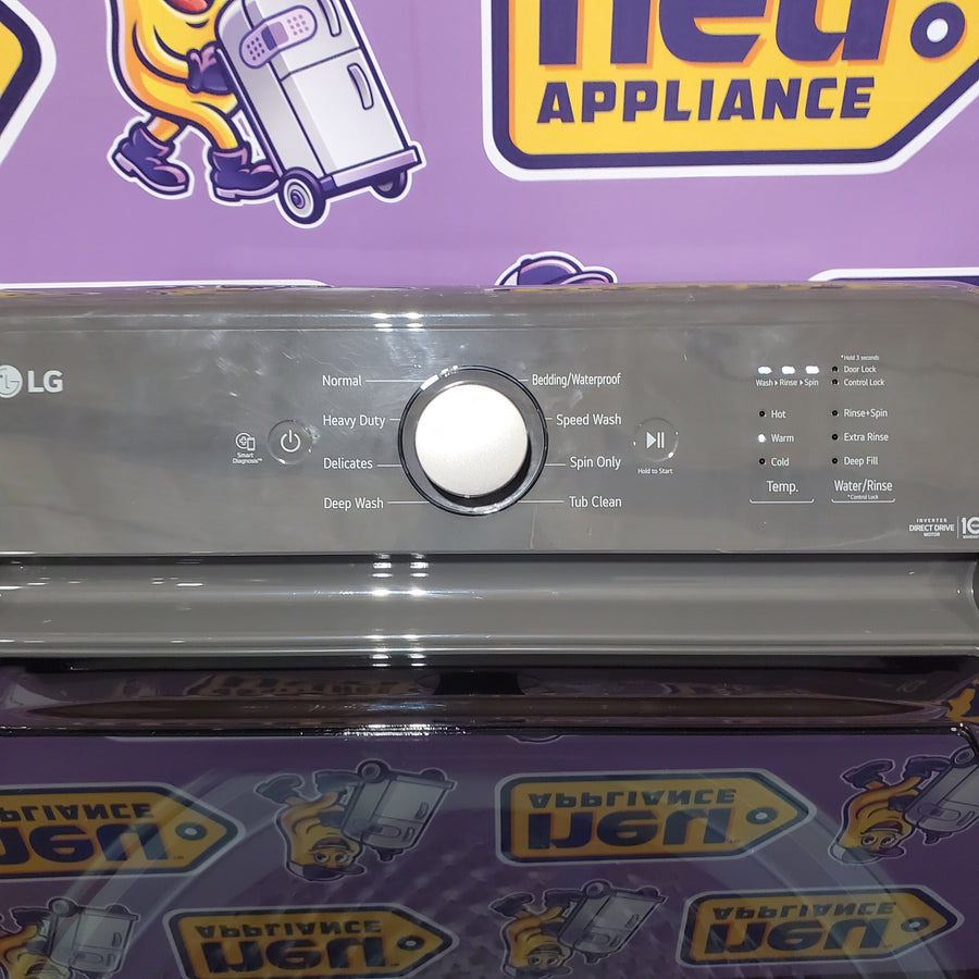 LG 4.1 cu. ft. Top Load Washer with 4-Way Agitator® and TurboDrum™ Technology  WT6105CM - Certified Refurbished and LG 7.3 cu. ft. Ultra Large High Efficiency Electric Dryer in Monochrome Grey DLE6100M - Scratch & Dent (Minor)
