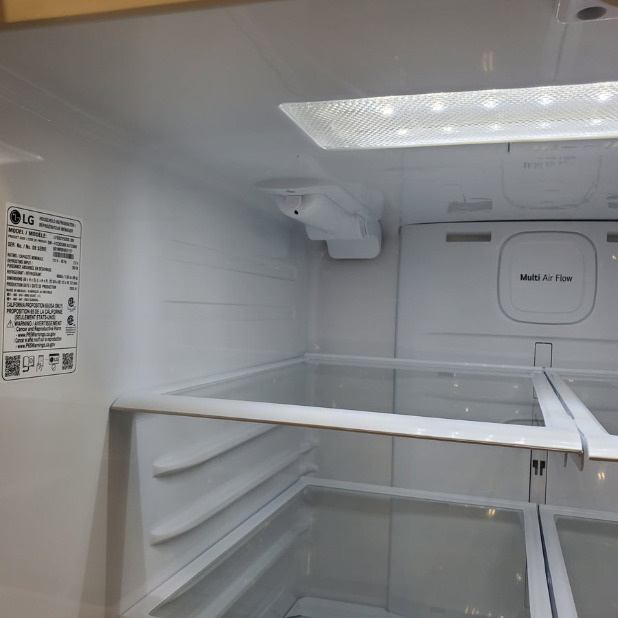 LG 22 cu. ft. 30" Wide French Door Refrigerator with Water Dispenser in Stainless Steel LFDS22520S - Open Box