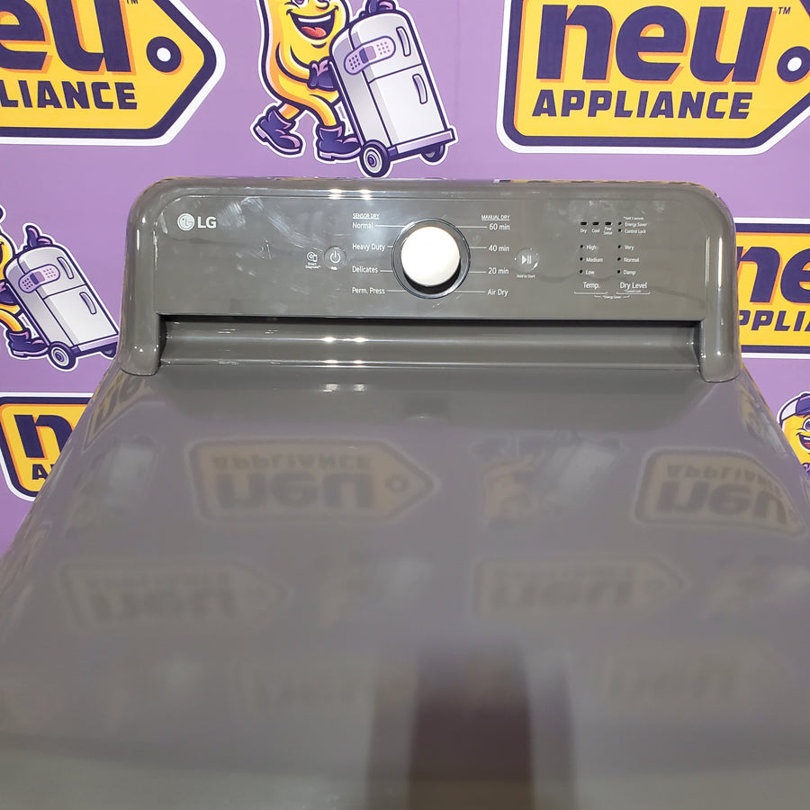 LG 4.1 cu. ft. Top Load Washer with 4-Way Agitator® and TurboDrum™ Technology  WT6105CM - Certified Refurbished and LG 7.3 cu. ft. Ultra Large High Efficiency Electric Dryer in Monochrome Grey DLE6100M - Scratch & Dent (Minor)