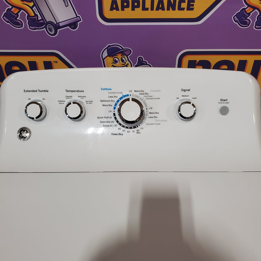 GE 3.8 cu. ft. Capacity Washer with Stainless Steel Basket in White GTW330ASKWW - Certified Refurbished and GE White Electric 7.2 Cu. Ft. Dryer with Aluminized Alloy Drum GTD42EASJWW - Certified Refurbished