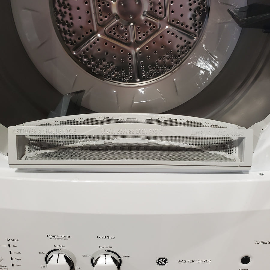 GE 3.8 cu. ft. Washer 5.9 cu. ft. Long Vent Electric Dryer Combo in White GUV27ESSMWW - Certified Refurbished