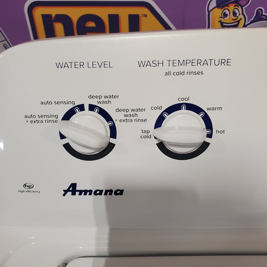 Amana Top Load 3.5 Cu. Ft. Washer with Dual Action Agitator, Porcelain Tub, and Late Lid Lock NTW4516FW - Certified Refurbished