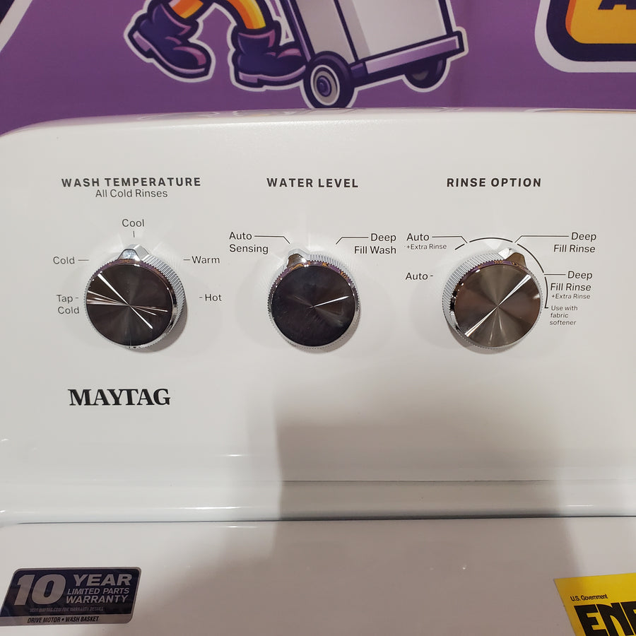 Maytag Top Load 3.8 cu. ft. Washer with Deep Fill and Quick Wash Cycle MVW4005SW - Scratch & Dent (Minor) and Maytag Top Load Electric Wrinkle Prevent 7.0 cu. ft. Dryer with Auto Dry MED4005SW - Scratch & Dent (Moderate)
