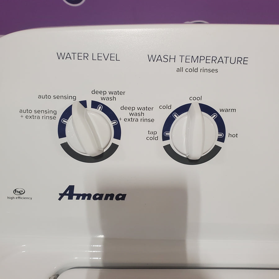 Amana Top Load 3.5 Cu. Ft. Washer with Dual Action Agitator, Porcelain Tub, and Late Lid Lock NTW4516FW - Certified Refurbished