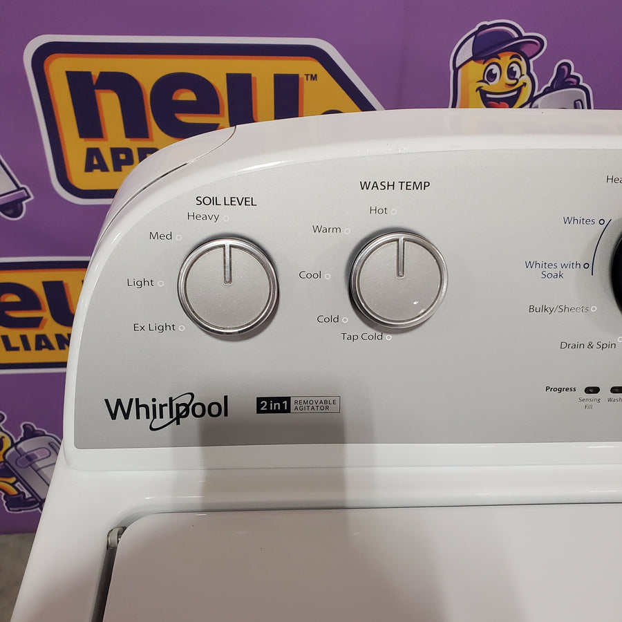 Whirlpool 3.8–3.9 Cu. Ft.  Top Load Washer with 2 in 1 Removable Agitator and Soil Level Selection WTW4957PW - Certified Refurbished and Whirlpool 7-cu ft Vented Electric Dryer WED4815EW - Scratch & Dent (Minor)