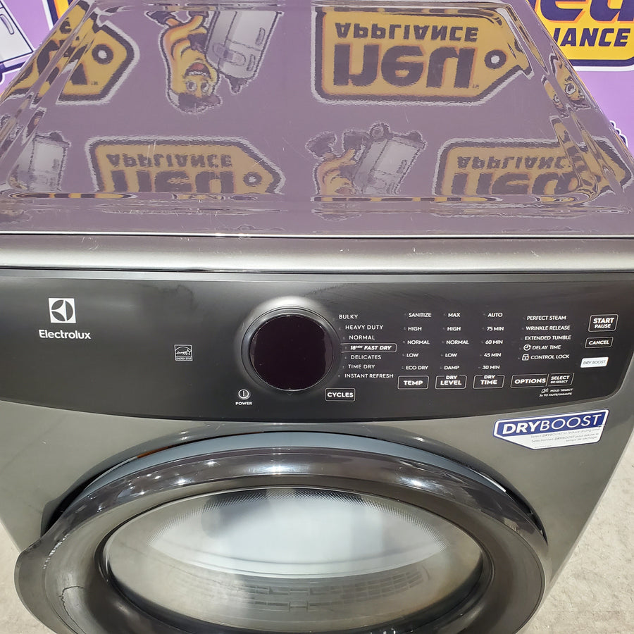 Electrolux 8-cu ft Stackable Vented Electric Dryer with Steam Cycle in Titanium ELFE7437AT - Scratch & Dent (Minor)