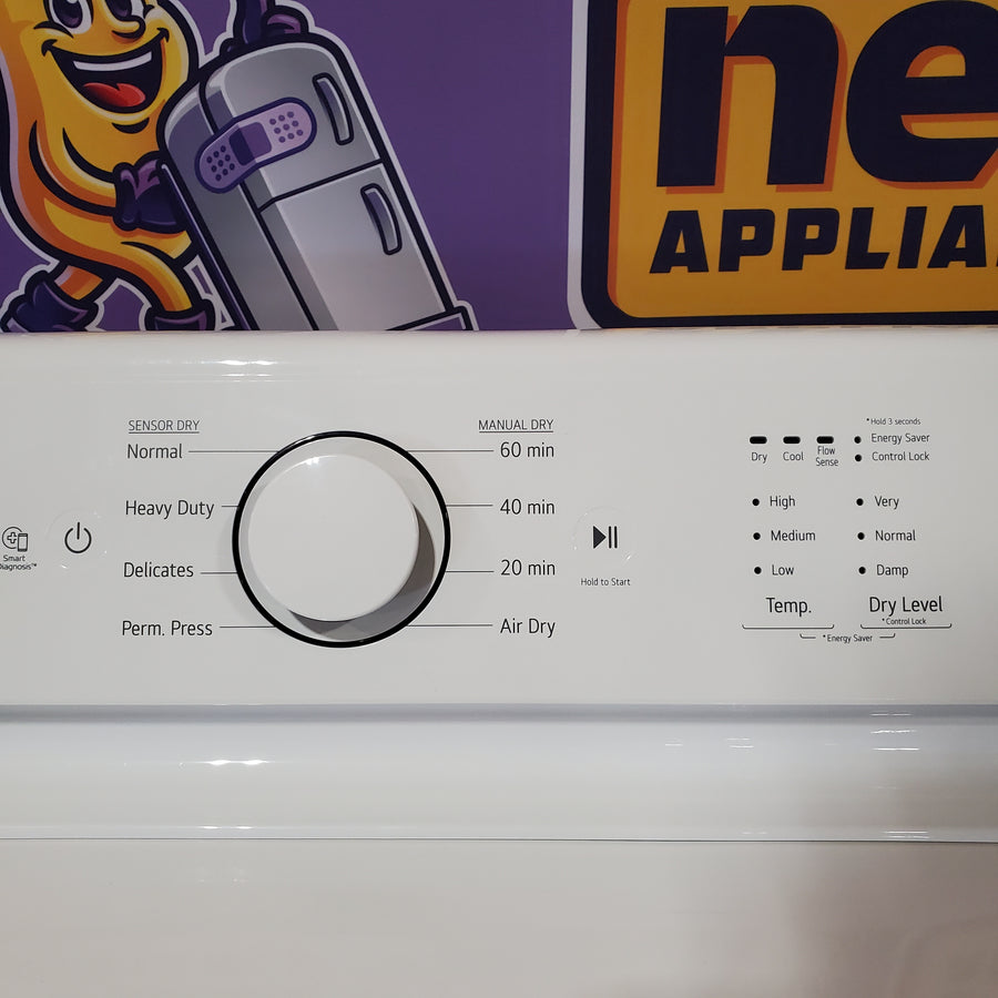 LG 4.3 cu. ft. Ultra Large Capacity Top Load Washer with 4-Way™ Agitator WT7005CW - Scratch & Dent (Minor) and LG 7.3 Cu. Ft. Electric Rear Control Ultra Large Capacity Dryer with Sensor Dry DLE6100W - Open Box