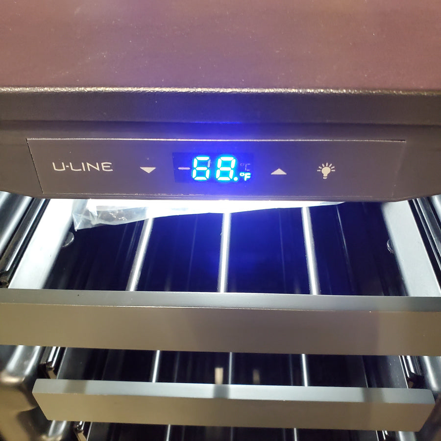 U-Line 15" Wide 24 Bottle Single Zone Black Wine Refrigerator UHWC115BG01A - Open Box