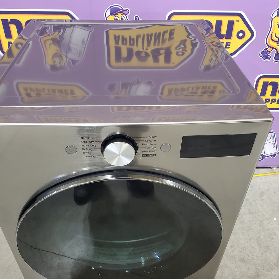 LG 5.0 cu. ft. Mega Capacity Smart Front Load Washer with TurboWash® 360° and AI Sensing WM5800HVA - Scratch & Dent (Minor) and LG 7.4-cu ft Stackable Vented Electric Dryer with Steam Cycle in Graphite Steel DLEX5800V - Scratch & Dent (Minor)