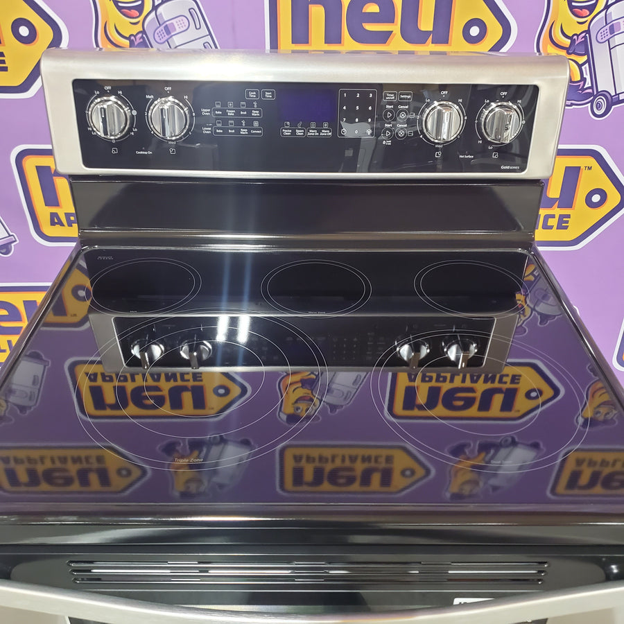 Whirlpool 6.7 cu. ft. 5 Burner Element Double Oven Electric Range with True Convection in Stainless Steel WGE745C0FS - Scratch & Dent (Minor)