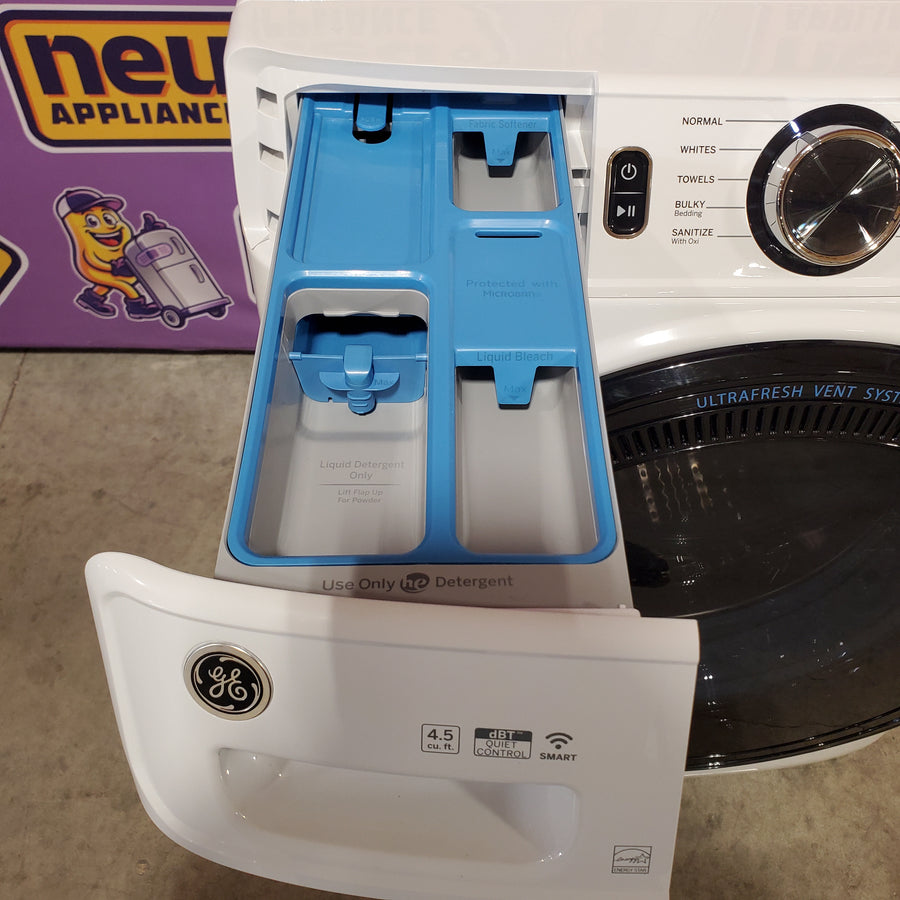 GE® 4.5 cu. ft. Capacity Smart Front Load ENERGY STAR® Washer with UltraFresh Vent System with OdorBlock™ and Sanitize w/Oxi GFW510SCNWW - Certified Refurbished