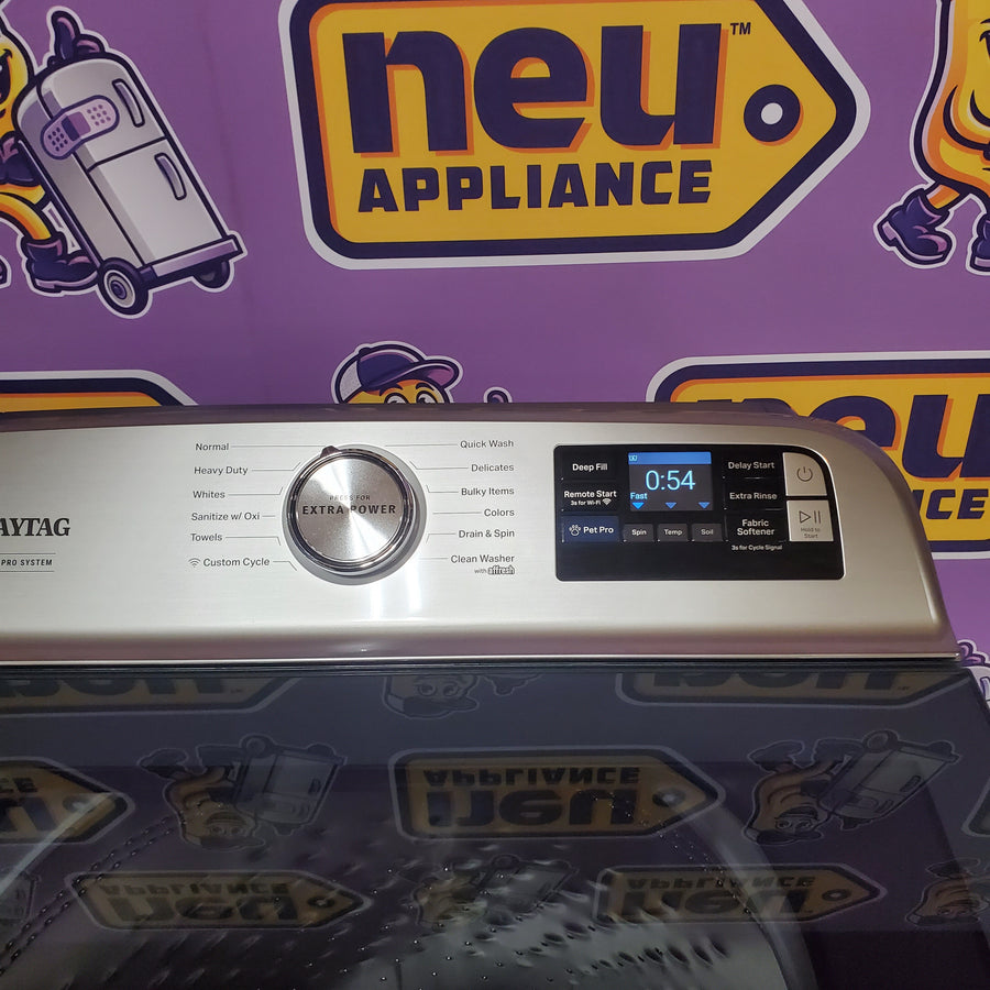 Maytag 5.3 Cu. Ft. Pet Pro Top Load Impeller Washer with Extra Power MTW7200RF - Open Box and Maytag 7.4 Cu. Ft. Pet Pro Top Load Electric Dryer with Sanitize Cycle MED7205RF - Open Box)