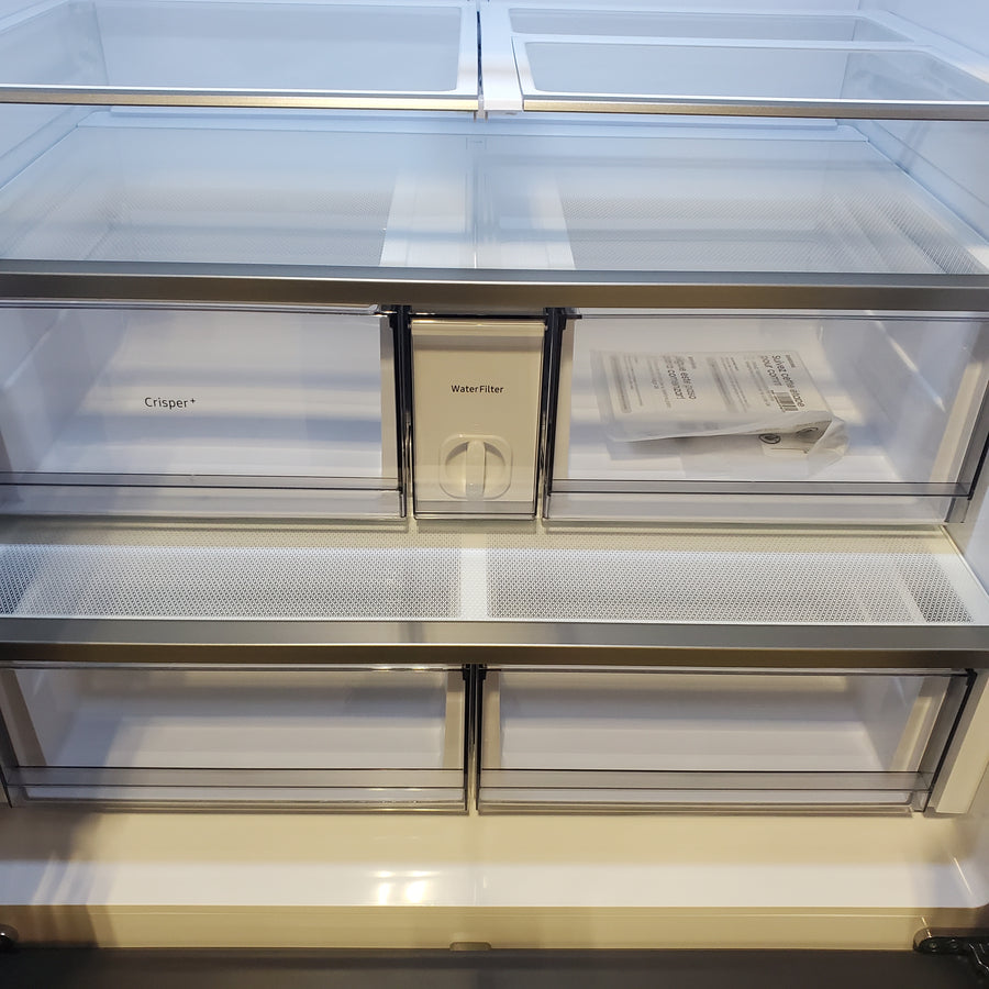 Samsung Bespoke Stainless Steel 3 Door French Door 30 Cu. Ft. Refrigerator with Beverage Center RF30BB660012 - Open Box