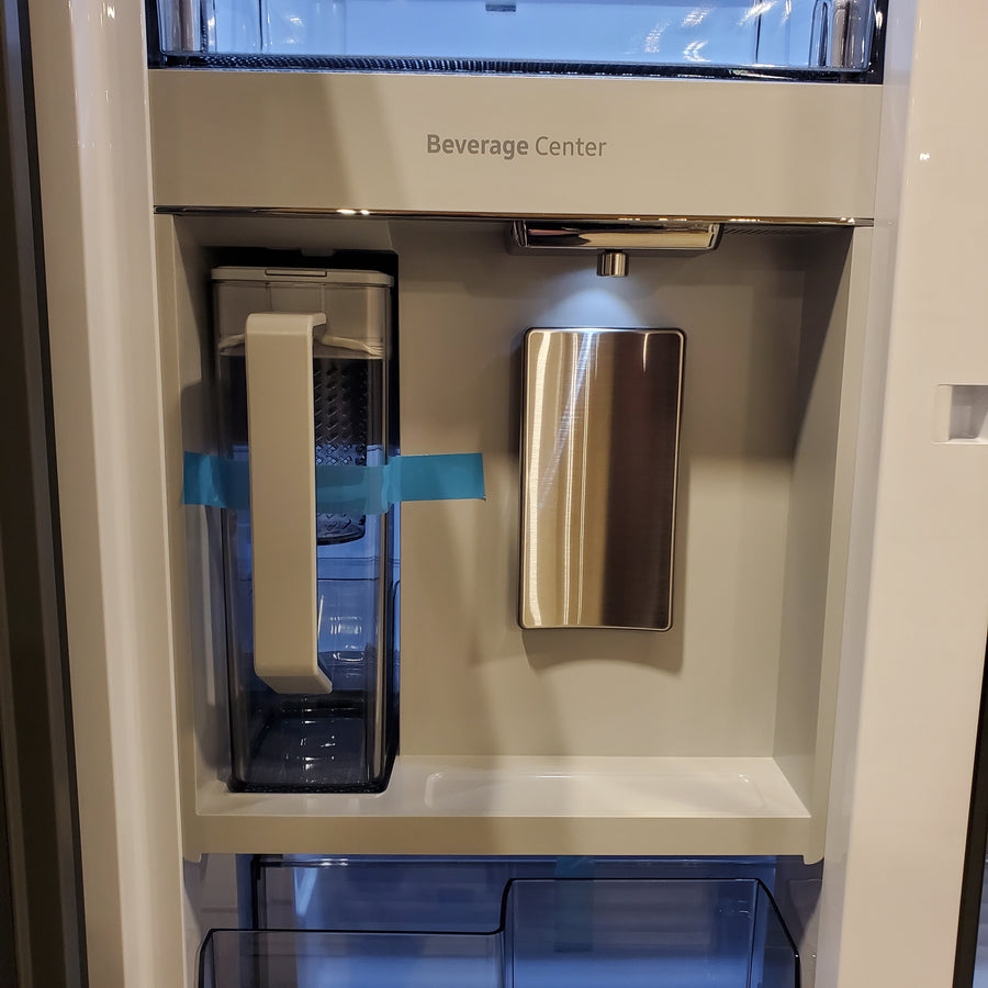 Samsung Bespoke White Glass 3 Door French Door 30 Cu. Ft. Refrigerator with Beverage Center 22221425 - RF30BB660012 - Scratch & Dent (Minor)