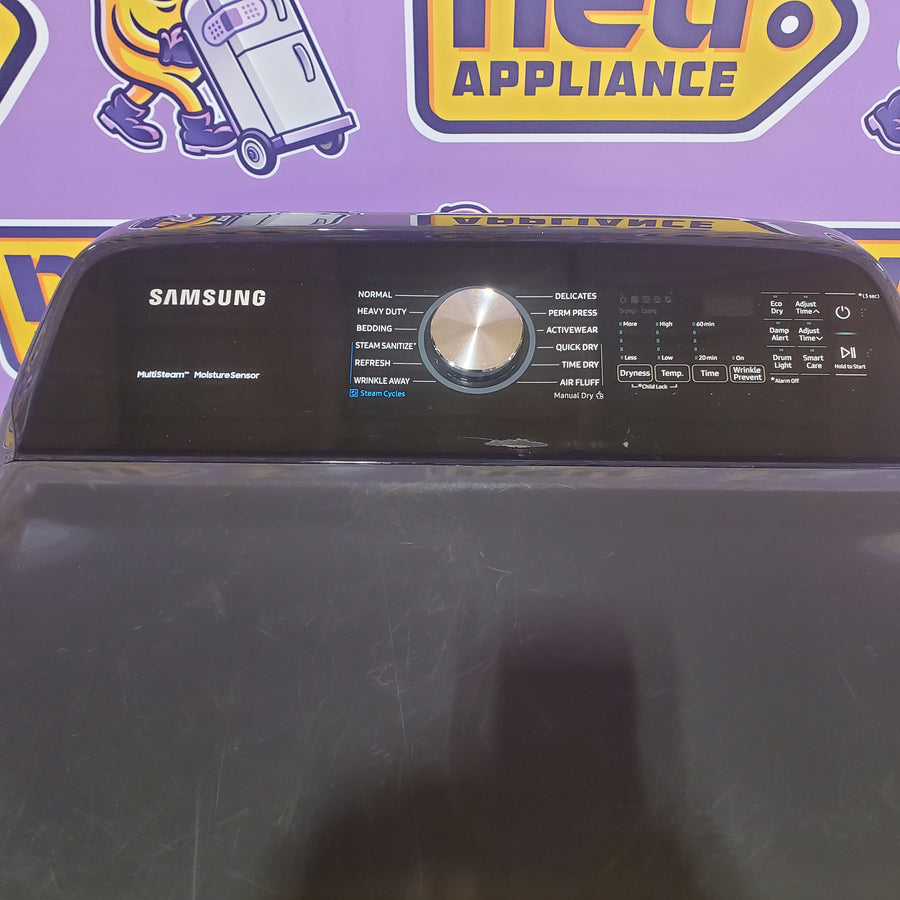 Samsung 5.0 cu. ft. Energy Star Top Load Washer with Active Water Jet in Black Stainless Steel WA50R5400AV - Certified Refurbished and Samsung 7.4 cu ft Gas Dryer with Steam Sanitize Option DVG50R5400V - Certified Refurbished