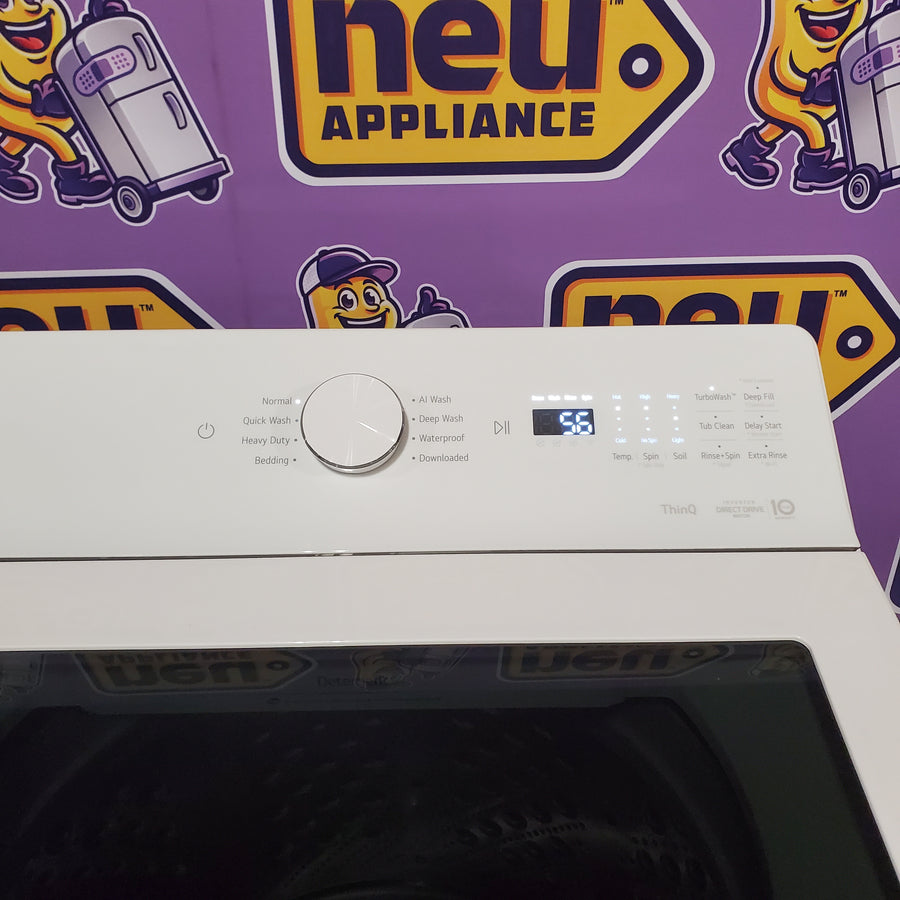 LG 5.0 cu.ft. SMART Top Load Washer in Alpine White with TurboWash WT8200CW - Open Box and LG 7.3 cu. ft. Ultra Large Capacity Rear Control Electric Dryer with AI Sensing and ThinQ® Smart Features DLE8200W - Open Box