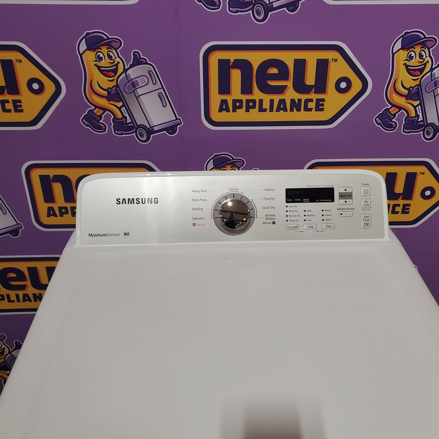 Samsung 4.5-cu ft High Efficiency Impeller Medium Top-Load Washer in White WA45T3400AW - Certified Refurbished and Samsung 7.2-cu ft Electric Dryer in White DV400EWHDWR - Certified Refurbished
