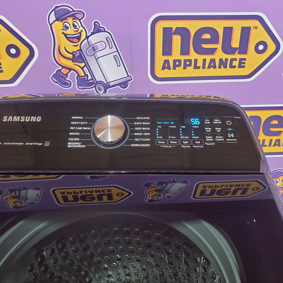 Samsung Brushed Navy Blue 5.4 cu. ft. Smart Top Load Washer with Pet Care Solution and Super Speed Wash WA54CG7150AD - Scratch & Dent (Moderate)