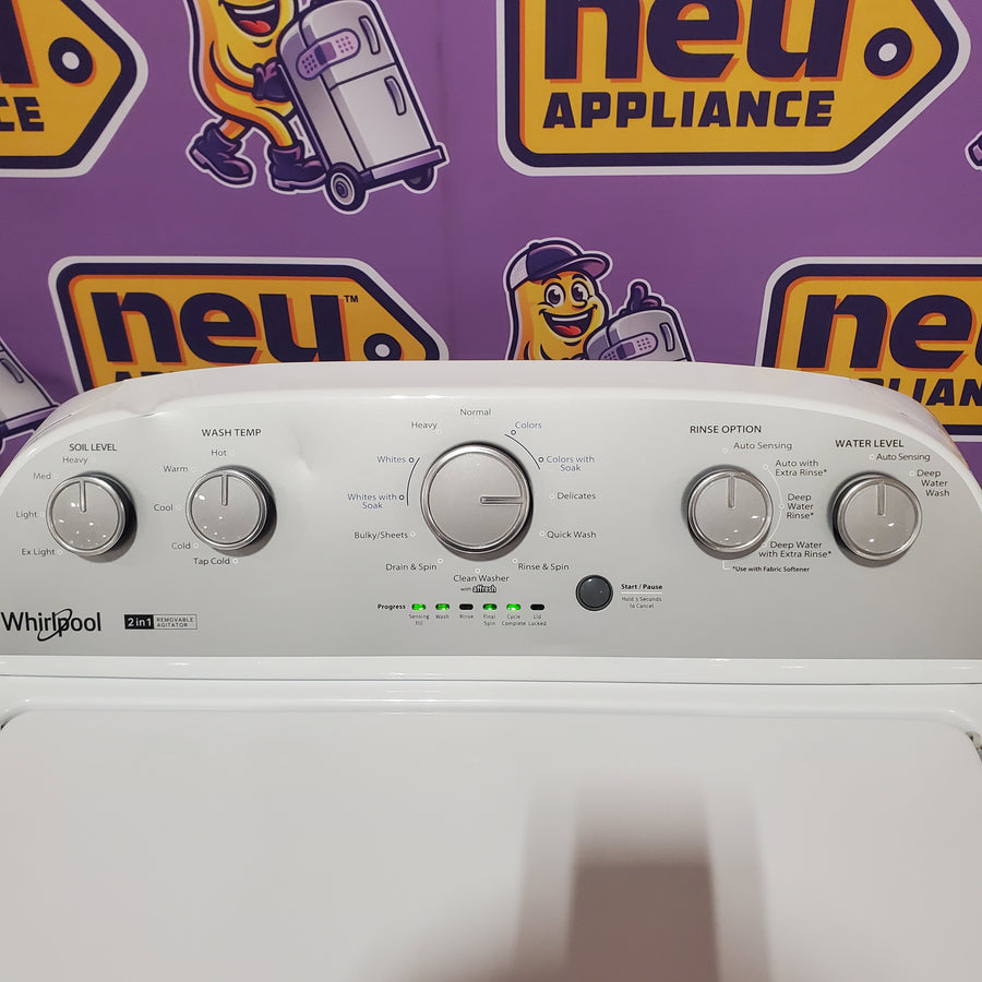 Whirlpool Top Load 3.8 Cu. Ft. Washer with Removable Agitator in White WTW4957PW - Certified Refurbished and Whirlpool 7-cu ft Electric Dryer in White WED5000DW - Certified Refurbished