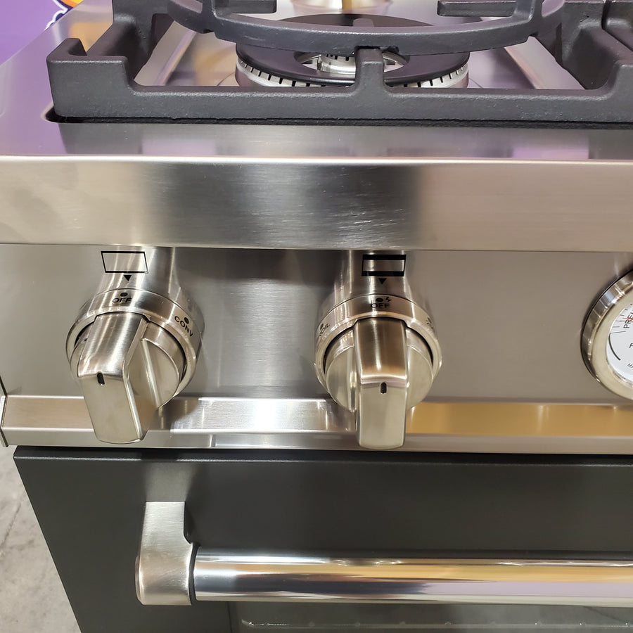 Bertazzoni 48 Inch Freestanding Gas Range with 6 Sealed Burners, Integrated Electric Griddle, 7.1 cu. ft. Total Oven Capacity, and Double Oven MAS486GGASNEV - Open Box