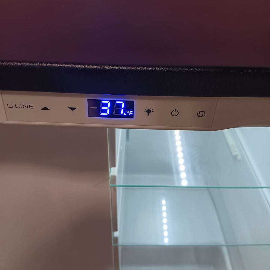 U-Line 24 Inch Compact Refrigerator-Freezer with 5.7 Cu Ft. Capacity, 3-Removable Tempered Glass Shelves, and Digital Touch Pad Control UHRF124-SS01A - Open Box