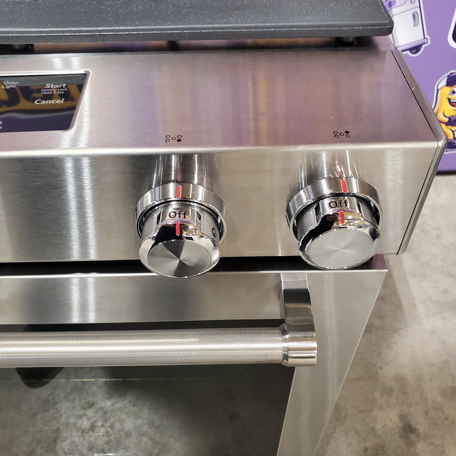 KitchenAid 4 Burners Convection Oven with Downdraft Exhaust Slide-In Dual Fuel Range in Stainless Steel KSDG950ESS - Scratch & Dent (Minor)