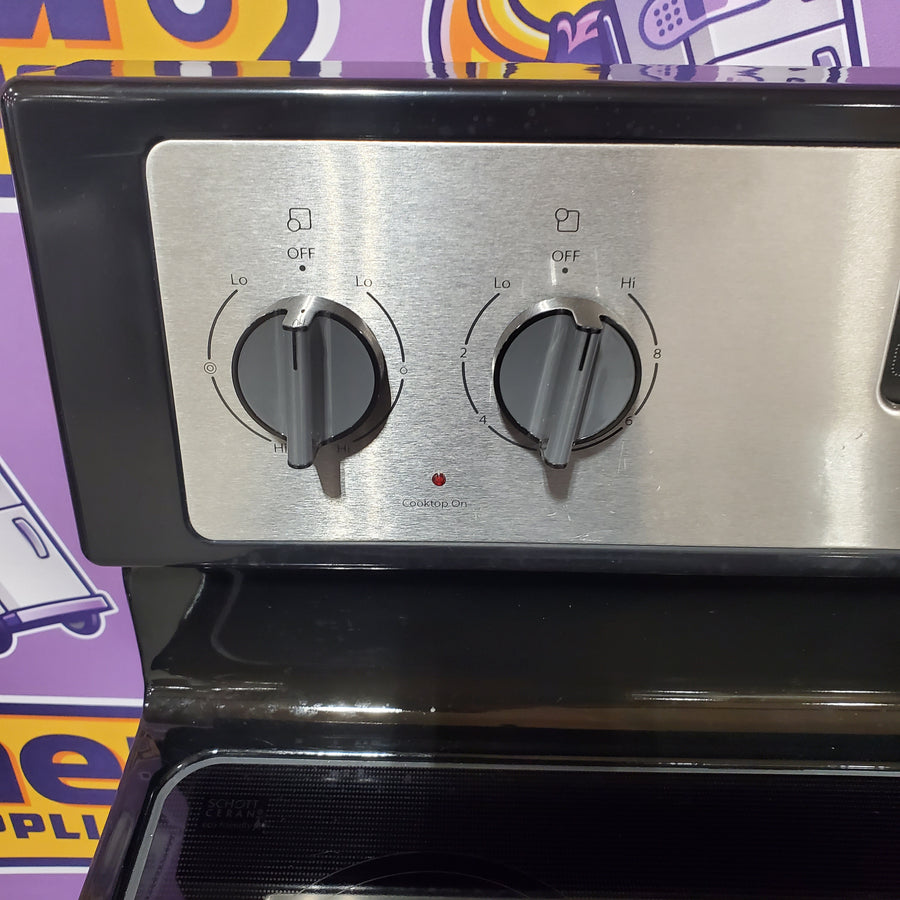 Whirlpool 30-in Glass Top 4 Burners 5.3-cu ft Freestanding in Black-on-Stainless WFE515S0ES - Certified Refurbished