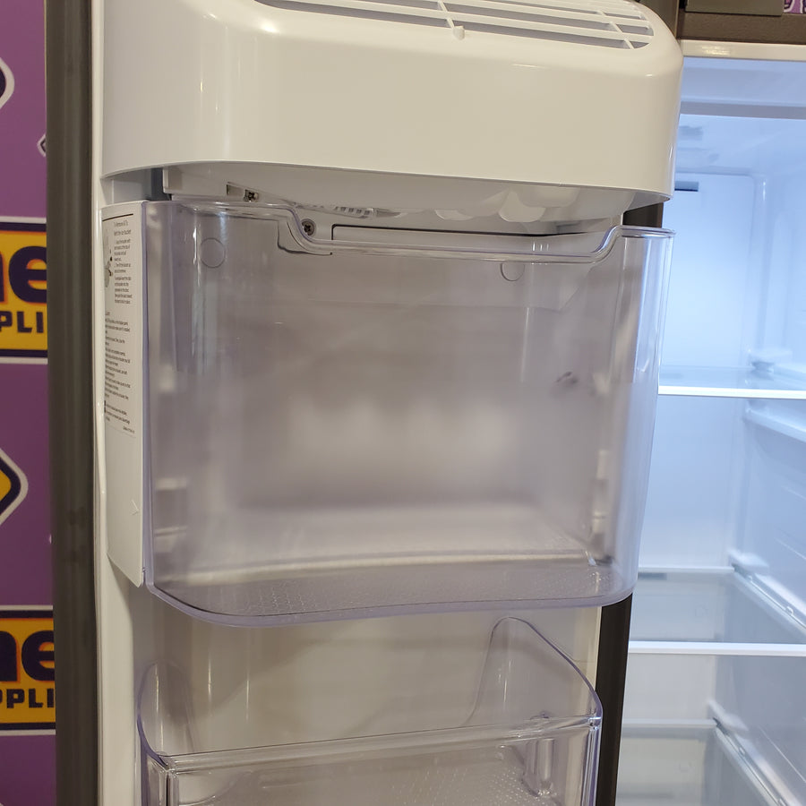 Samsung Bespoke AI 23-cu ft Counter-Depth 36-in Wide Side-by-Side Refrigerator Smart Compatible with Ice Maker with Ice Dispenser in Fingerprint Resistant Stainless Steel RS23A500ASR - Scratch & Dent (Minor)