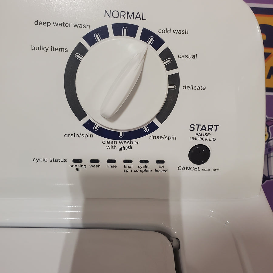 Amana 27 Inch 3.5 cu. ft. Top Load Washer with 9 Wash Cycles, 700 RPM, Automatic Temperature Control, Late Lid Lock and Delicate Cycle NTW4605EW - Certified Refurbished
