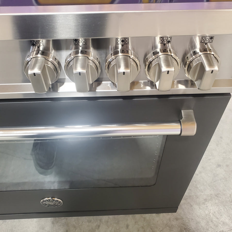 Bertazzoni Master Series 5.9 Cu. Ft. Freestanding Electric Induction Range with Power Bridge Zone in Black MAST365INMNEE - Open Box
