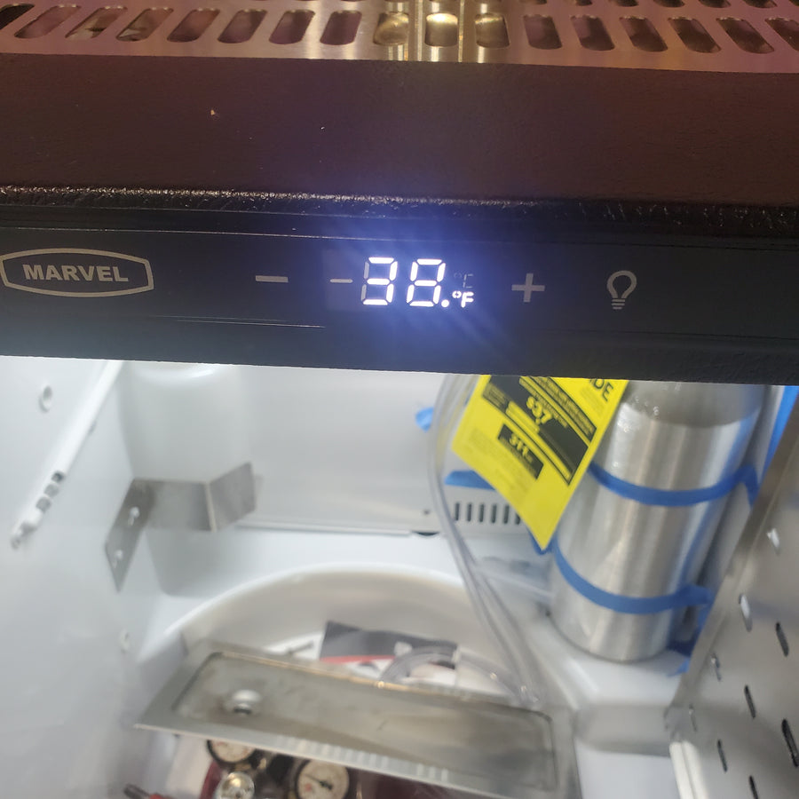 Marvel 24 Inch Freestanding/Built-In Beer Dispenser with 5.7 Cu. Ft. Capacity, Lo-Boy Coupler, 2 Stow-on-Board Stainless Steel Shelves, Dynamic Cooling Technology, and Integrated Drain System MLKR224SSB1A - Scratch & Dent (Minor)