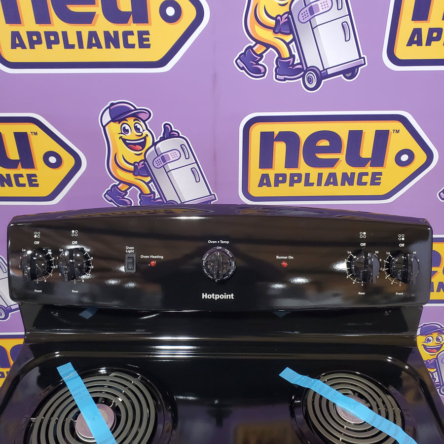 Hotpoint 30-in 4 Burners 5.0-cu ft Freestanding in Black RBS330DR4BB - Scratch & Dent (Minor)