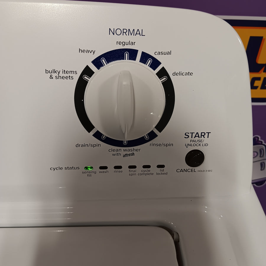 Amana Top Load 3.5 Cu. Ft. Washer with Dual Action Agitator, and Porcelain Tub NTW4516FW - Certified Refurbished and Amana 6.5 Cu. Ft. Electric Dryer with Wrinkle Shield Option and Automatic Dryness Control 16282 - NED4655EW - Scratch & Dent (Minor)