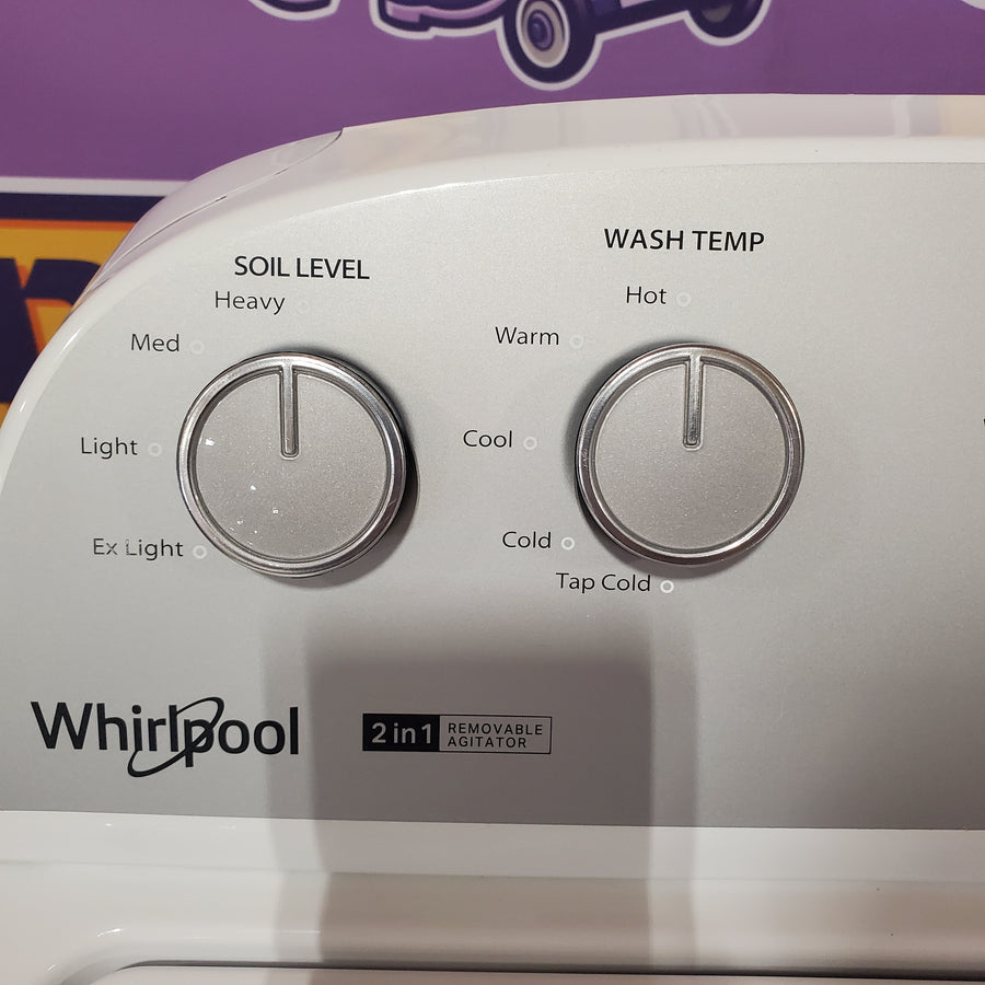 Whirlpool 3.8–3.9 Cu. Ft.  Top Load Washer with 2 in 1 Removable Agitator and Soil Level Selection WTW4957PW - Certified Refurbished and Whirlpool 7-cu ft Vented Electric Dryer WGD4815EW - Open Box