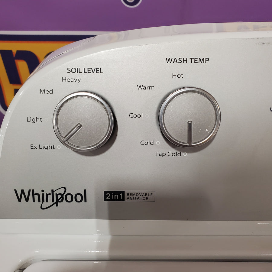Whirlpool 3.8–3.9 Cu. Ft.  Top Load Washer with 2 in 1 Removable Agitator and Soil Level Selection WTW4957PW - Certified Refurbished and Whirlpool 7-cu ft Vented Electric Dryer WED4815EW - Scratch & Dent (Minor)