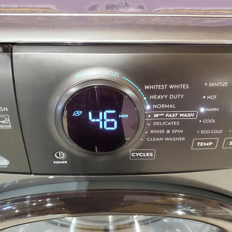 Electrolux 400 Series Front Load Washer - 4.5 Cu. Ft. ELFW7437AT - Scratch & Dent (Minor) and Electrolux 8-cu ft Stackable Vented Electric Dryer with Steam Cycle in Titanium ELFE7437AT - Scratch & Dent (Moderate)