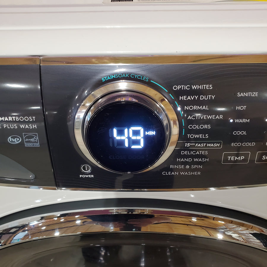 Electrolux 4.5 Cu.Ft. Stackable Front Load Washer with Steam and SmartBoost Wash System ELFW7637AW - Open Box and Electrolux 8.0 cu. ft. Front Load Electric Dryer with Perfect Steam ELFE7637AW - Open Box