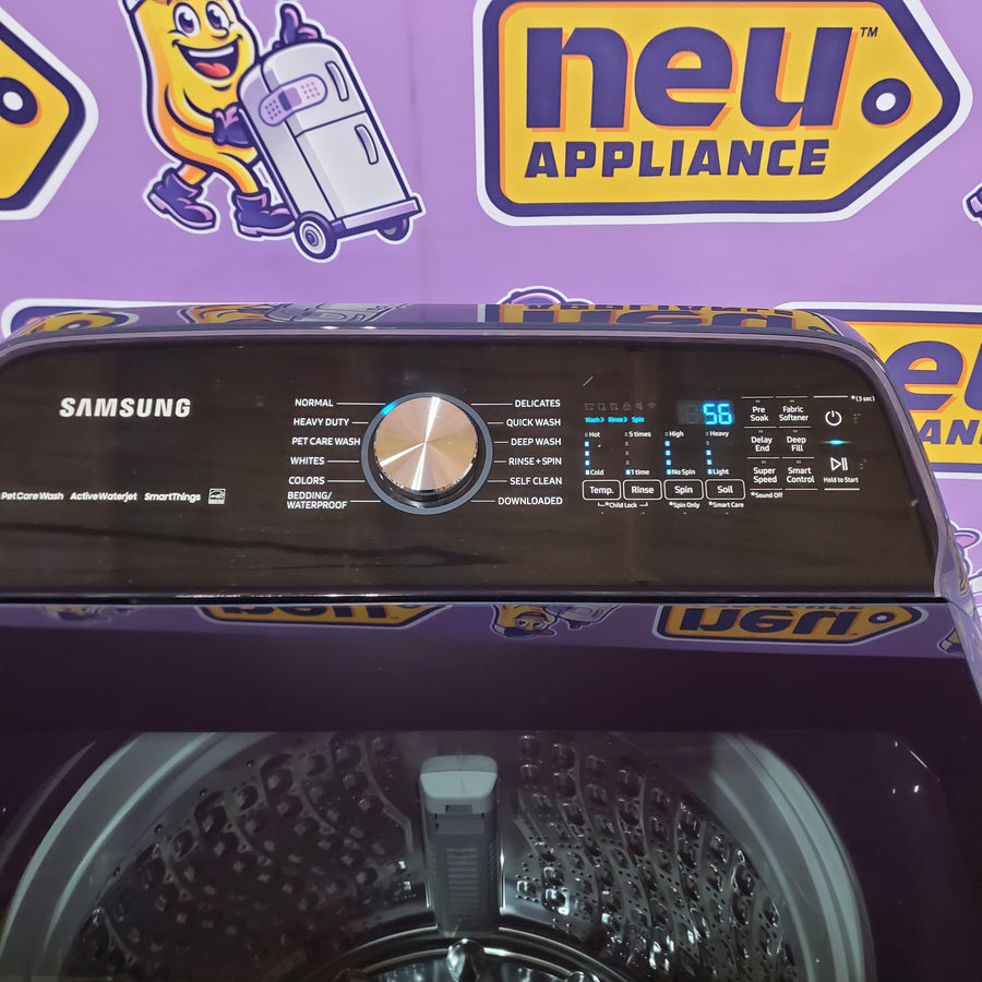 Samsung Brushed Navy Blue 5.4 cu. ft. Smart Top Load Washer with Pet Care Solution and Super Speed Wash WA54CG7150AD - Scratch & Dent (Minor)
