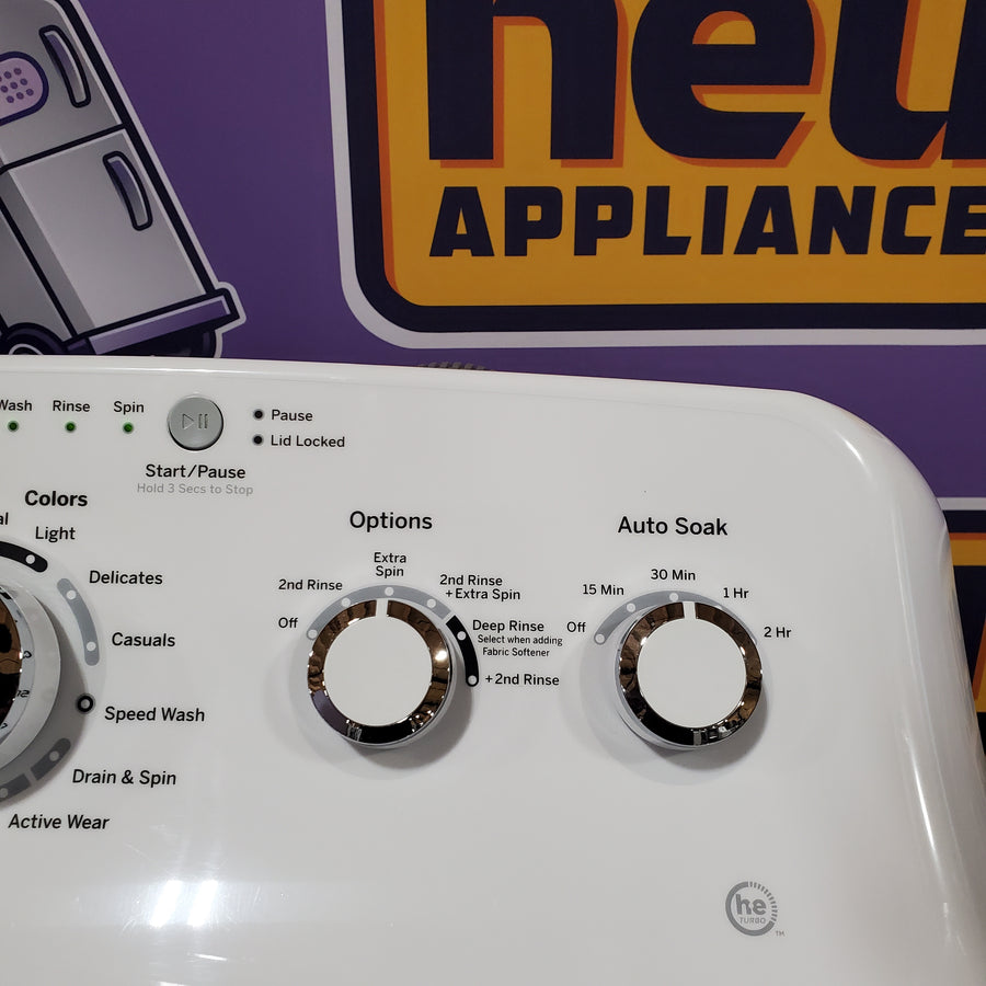 GE® 4.5 cu. ft. Capacity Washer with Stainless Steel Basket in White GTW465ASNWW - Certified Refurbished and GE White Electric 7.2 Cu. Ft. Dryer with Aluminized Alloy Drum GTD42EASJWW - Certified Refurbished