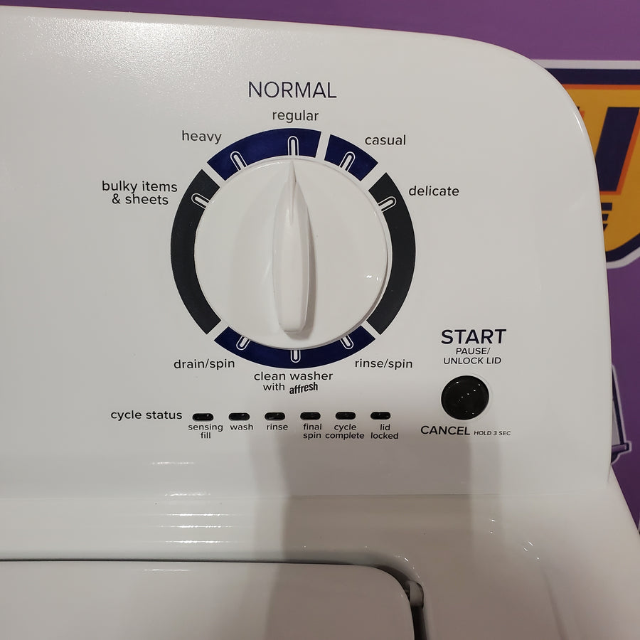 Amana Top Load 3.5 Cu. Ft. Washer with Dual Action Agitator, Porcelain Tub, and Late Lid Lock NTW4516FW - Scratch & Dent (Minor)