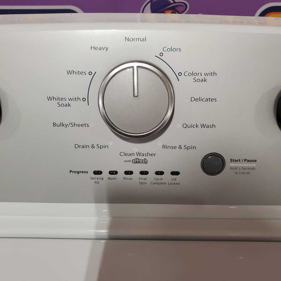Whirlpool 3.8–3.9 Cu. Ft.  Top Load Washer with 2 in 1 Removable Agitator and Soil Level Selection WTW4957PW - Certified Refurbished and Whirlpool 7-cu ft Vented Electric Dryer WED4815EW - Scratch & Dent (Minor)