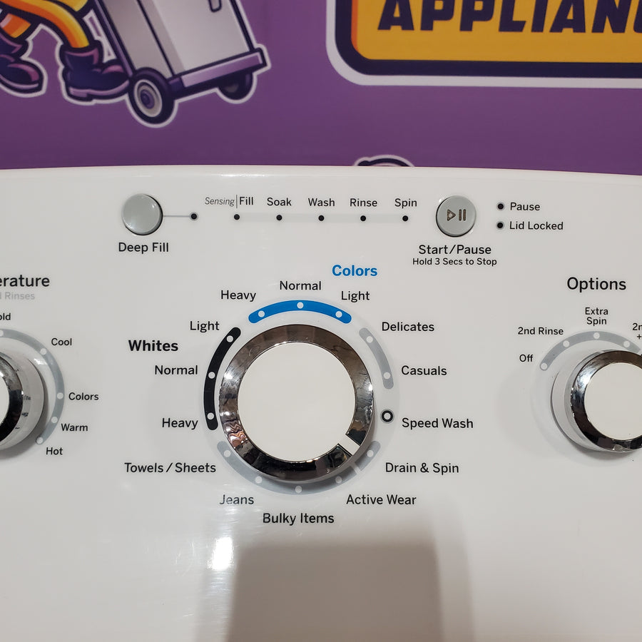 GE White Top Load 4.2 Cu. Ft. Washer with Stainless Steel Basket and Dual Action Agitator GTW460ASJWW - Certified Refurbished