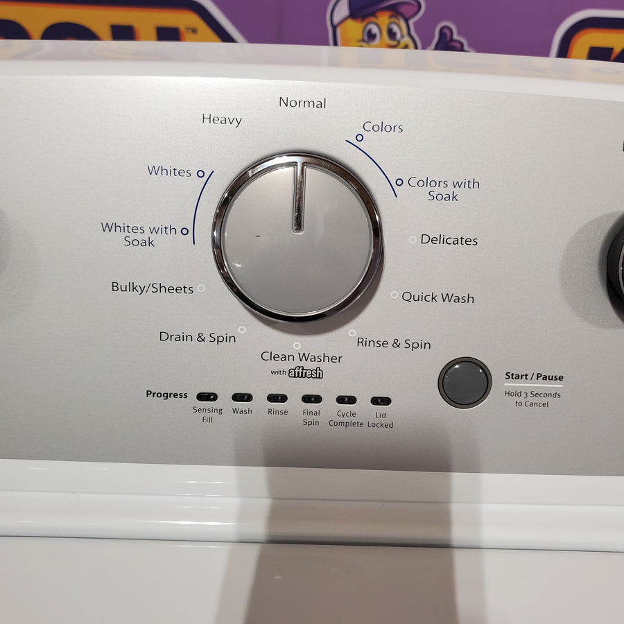 Whirlpool 3.8 cu. ft. Top Load Washer with Stainless Steel Wash Basket and 360 Wash Agitator WTW4816TW - Open Box and Whirlpool White Electric Extra Large 7.0 Cu. Ft. Dryer with Wrinkle Shield WED4815EW - Open Box
